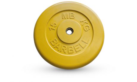 Диск обрезиненный d26мм MB Barbell MB-PltC26 15 кг желтый
