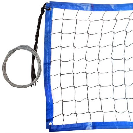 Сетка для пляжного волейбола FS№20 любительская, по 2 шнура для натяж. с кажд. стороны, метал. трос, черная