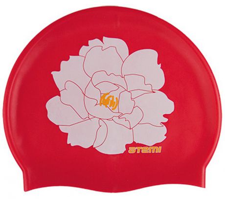 Шапочка для плавания Atemi PSC409 красная (цветок)