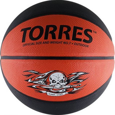 Мяч баскетбольный р.7 Torres Game Over, резина, серо-красный В00117