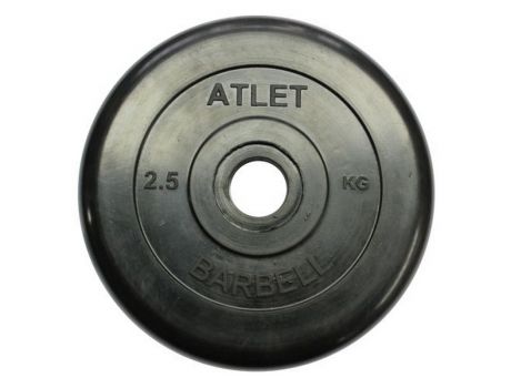 Диск обрезиненный d31мм MB Barbell Atlet 2,5 кг черный