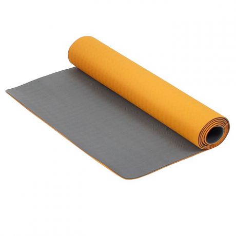 Коврик для фитнеса и йоги Larsen TPE двухцветный оранж/серый