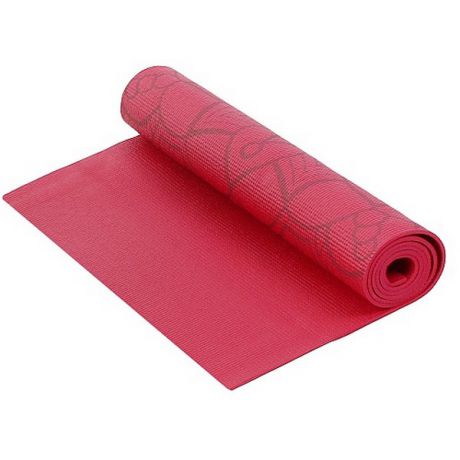Коврик для фитнеса и йоги Larsen PVC бордо с принтом