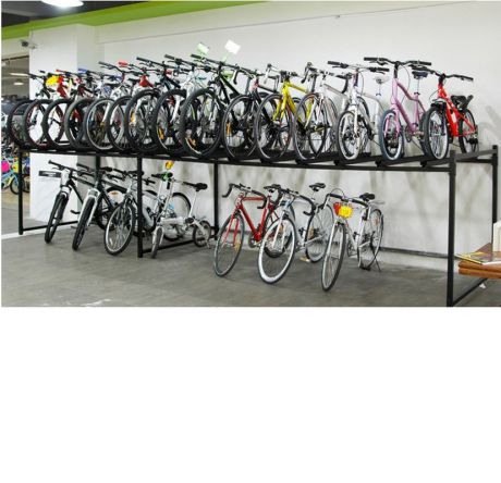 Стеллаж двухьярусый для хранения велосипедов на складе или в магазине на 12 мест Hercules 4854