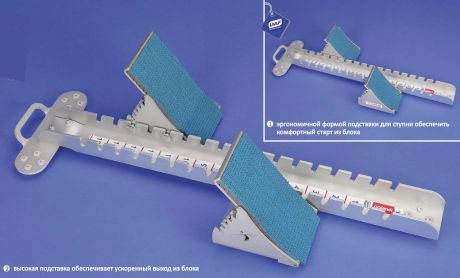Колодка стартовая соревновательная алюминиевая, с удлинёнными упорами для ног. Polanik PBS15-02-W