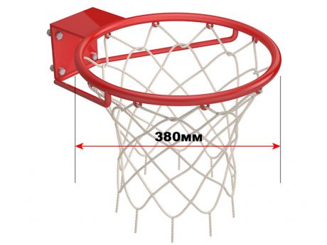 Кольцо баскетбольное стальное Д=380 мм с сеткой Glav 02.305