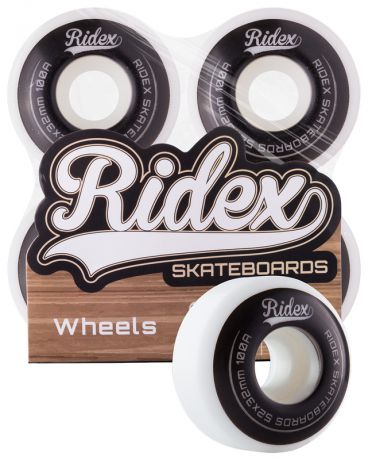 Комплект колес для скейтборда Ridex SB, 100А, 52x32мм, белый/черный, 4 шт.
