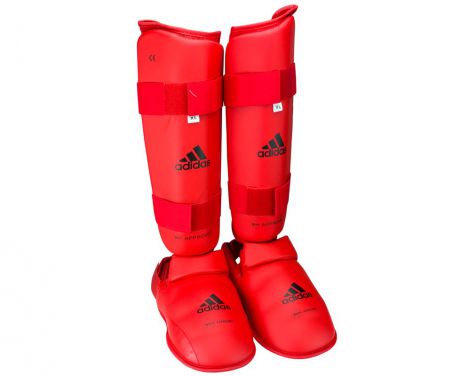 Защита голени и стопы Adidas WKF Shin Removable Foot красная 661.35