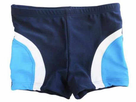Плавки-шорты Atemi SB8-R детские пляжные, однотонные со вставками, т.син/гол/бел