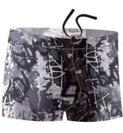 Плавки-шорты Atemi ВВ5 17 детские для бассейна, принт чёрный/серый