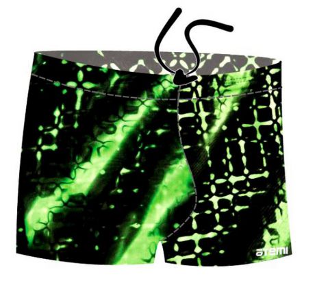 Плавки-шорты Atemi М2 37 мужские для бассейна, принт, черный/зеленый