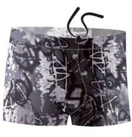 Плавки-шорты Atemi М2 17 мужские для бассейна, принт, черный/серый