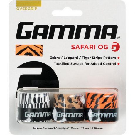 Намотки для теннисных ракеток (3шт.) Gamma Safari (Zebra/Leopard/Tiger)