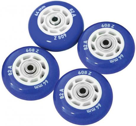 Набор колес для роликов Novus NWS-17.05 светящиеся, ПВХ (64мм Aвес-5 82A) 4 шт. синие
