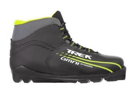 Ботинки лыжные Trek Omni SNS, черные лого салатовый