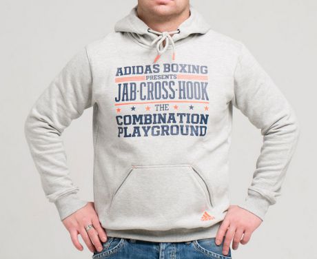 Толстовка с капюшоном Adidas Graphic Hoody Slogan Boxing серая adiSSH01