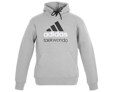 Толстовка с капюшоном Adidas Community Hoody Taekwondo серо-черная adiCHTKD