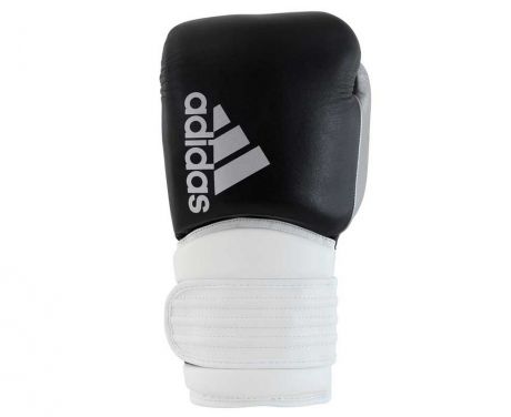 Перчатки боксерские Adidas Hybrid 300 черно-бело-серебристые adiH300