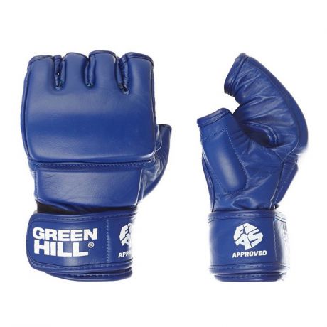 Перчатки для боевого самбо Green Hill MMF-0026, одобр. FIAS, нат. кожа, синие