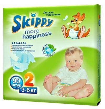 Подгузники Skippy more happiness (3-6 кг) 90 шт