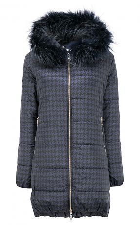Утепленная двусторонняя куртка с отделкой мехом енота