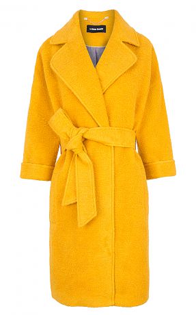 фактурное пальто с поясом