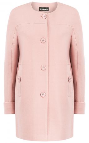Розовое пальто без воротника