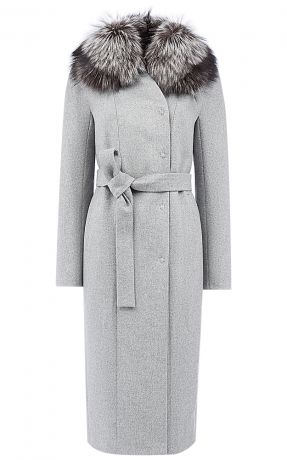 Утепленное шерстяное пальто на мембране RAFT PRO с отделкой мехом лисы