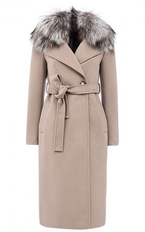 Утепленное шерстяное пальто на мембране RAFT PRO с отделкой мехом лисы