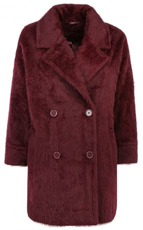 Бордовое фактурное пальто из ангоры