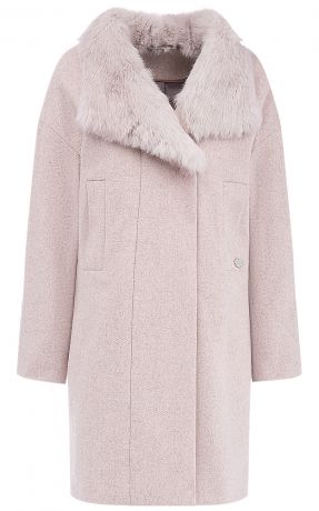 Утепленное пальто с отделкой мехом кролика