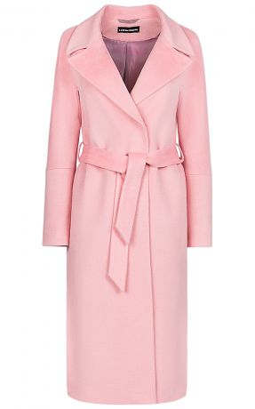 Розовое пальто с поясом