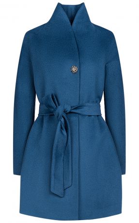 Синее пальто с поясом