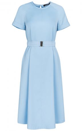 Голубое платье с поясом