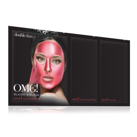Маска трехкомпонентная для ухода за кожей лица розовая Double Dare OMG! Platinum Hot Pink Facial Mask Kit
