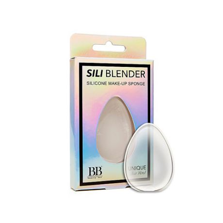 Бежевый спонж для нанесения макияж Beauty Bar Sili Blender Silicon Make Up Sponge Transparent