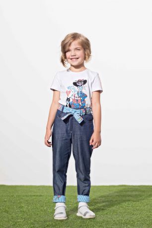 Смена Смена Детские джинсы для девочки с поясом (синие)