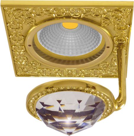 Fede FD1033CLOB Квадратный точечный светильник из латуни с крупным кристаллом, bright gold