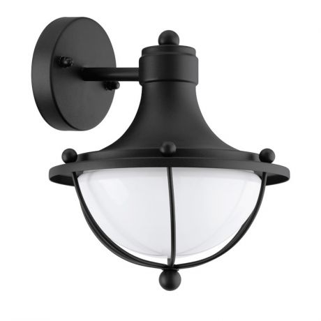 EGLO Уличный светильник настенный MONASTERIO, 1х60W (E27), H265, гальв. сталь, черный/сатин. стекло, бел