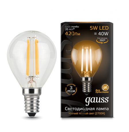 Gauss Лампа Gauss LED Filament Globe E14 5W 2700K 1/10/50