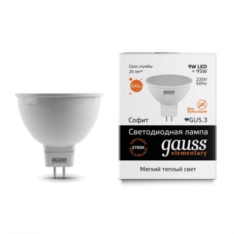 Gauss Лампа Gauss LED Elementary MR16 GU5.3 9W 2700K 1/10/100