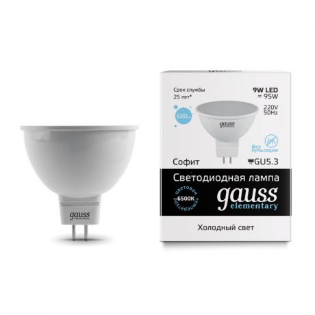 Gauss Лампа Gauss LED Elementary MR16 GU5.3 9W 6500K 1/10/100