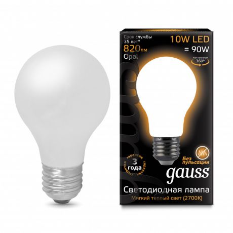 Gauss Лампа Gauss LED Filament A60 OPAL E27 10W 2700К 1/10/40