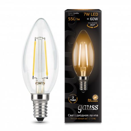 Gauss Лампа Gauss LED Filament Candle E14 7W 2700К 1/10/50