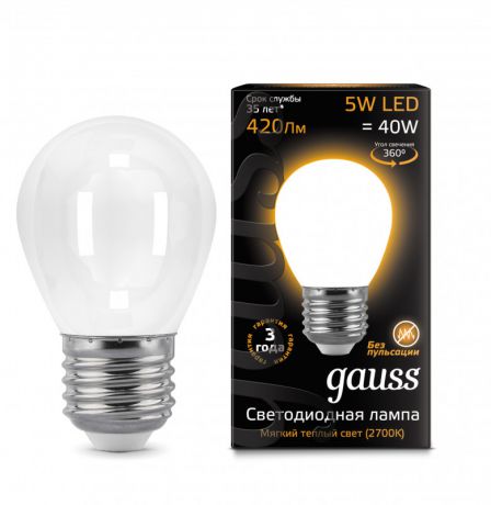 Gauss Лампа Gauss LED Filament Globe OPAL E27 5W 2700K 1/10/50