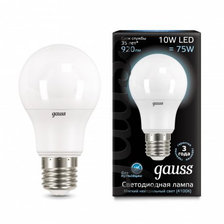 Gauss Лампа Gauss LED A60 10W E27 4100K 1/10/50