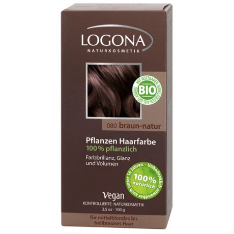 Растительная краска для волос 080 Натуральнокоричневый 100г (Logona, Color hair)
