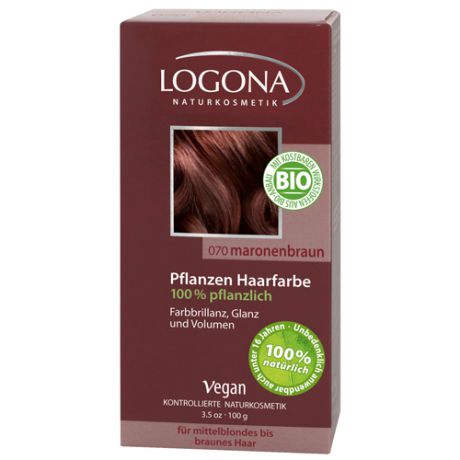 Растительная краска для волос 070 Каштан коричневый 100г (Logona, Color hair)
