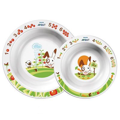 Набор из 2 тарелок Глубокая большая и Глубокая маленькая 6мес (Avent, Детская посуда)