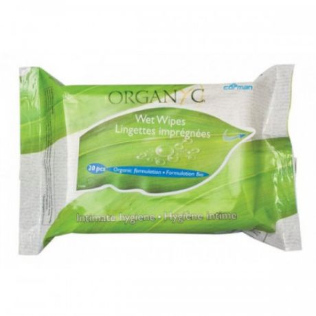 Женские влажные салфетки для интимной гигиены 20шт (Organyc, female hygiene)
